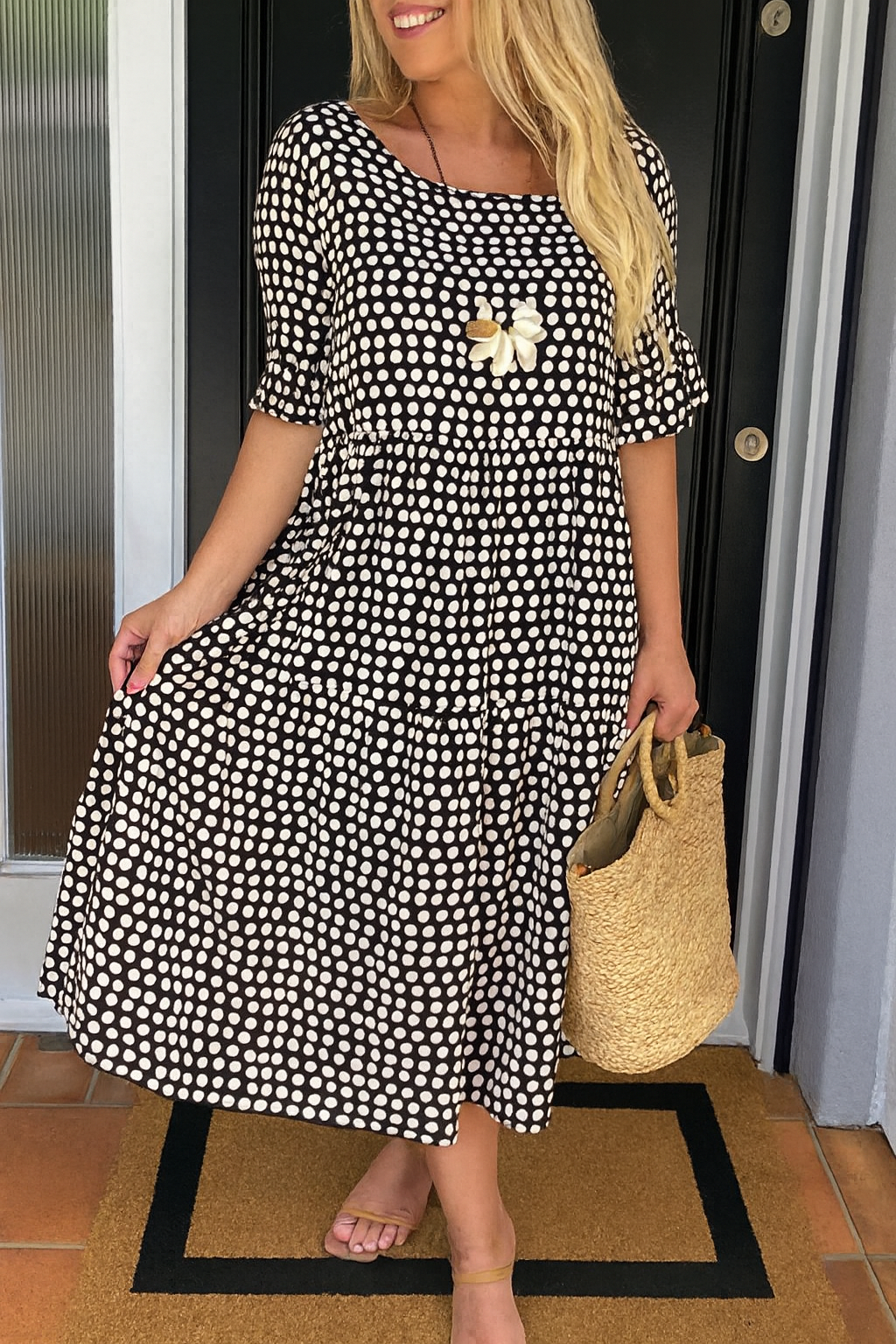 Serry – Robe midi à manches courtes et coupe décontractée