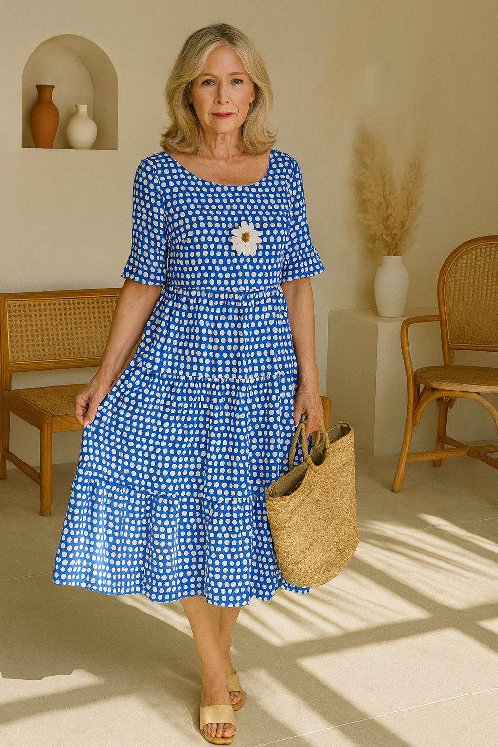 Serry – Robe midi à manches courtes et coupe décontractée
