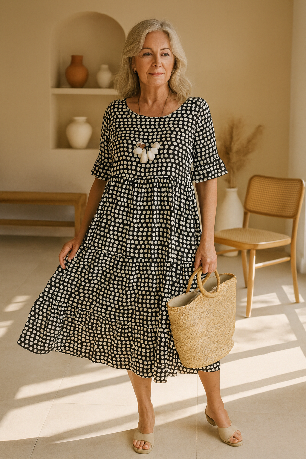Serry – Robe midi à manches courtes et coupe décontractée