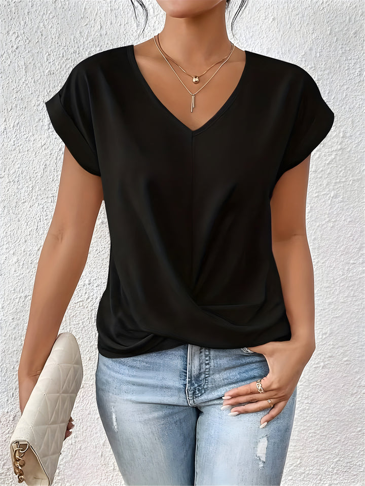 MEIKA™ – Classic Twist Detail V-Neck Top