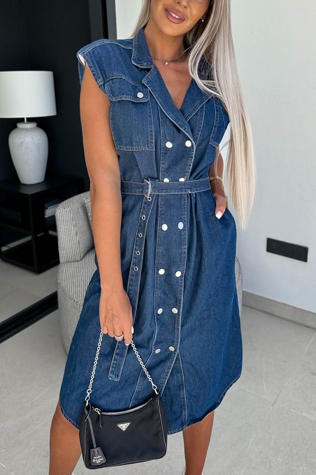 Luna | Double Button Denim Dress