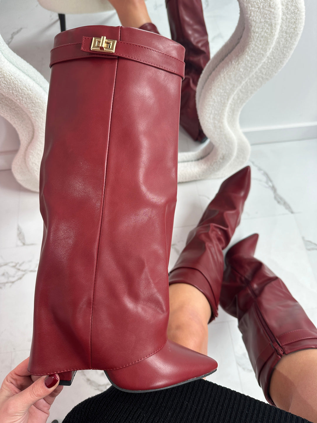 ELOISE™ - Bottes en cuir bordeaux