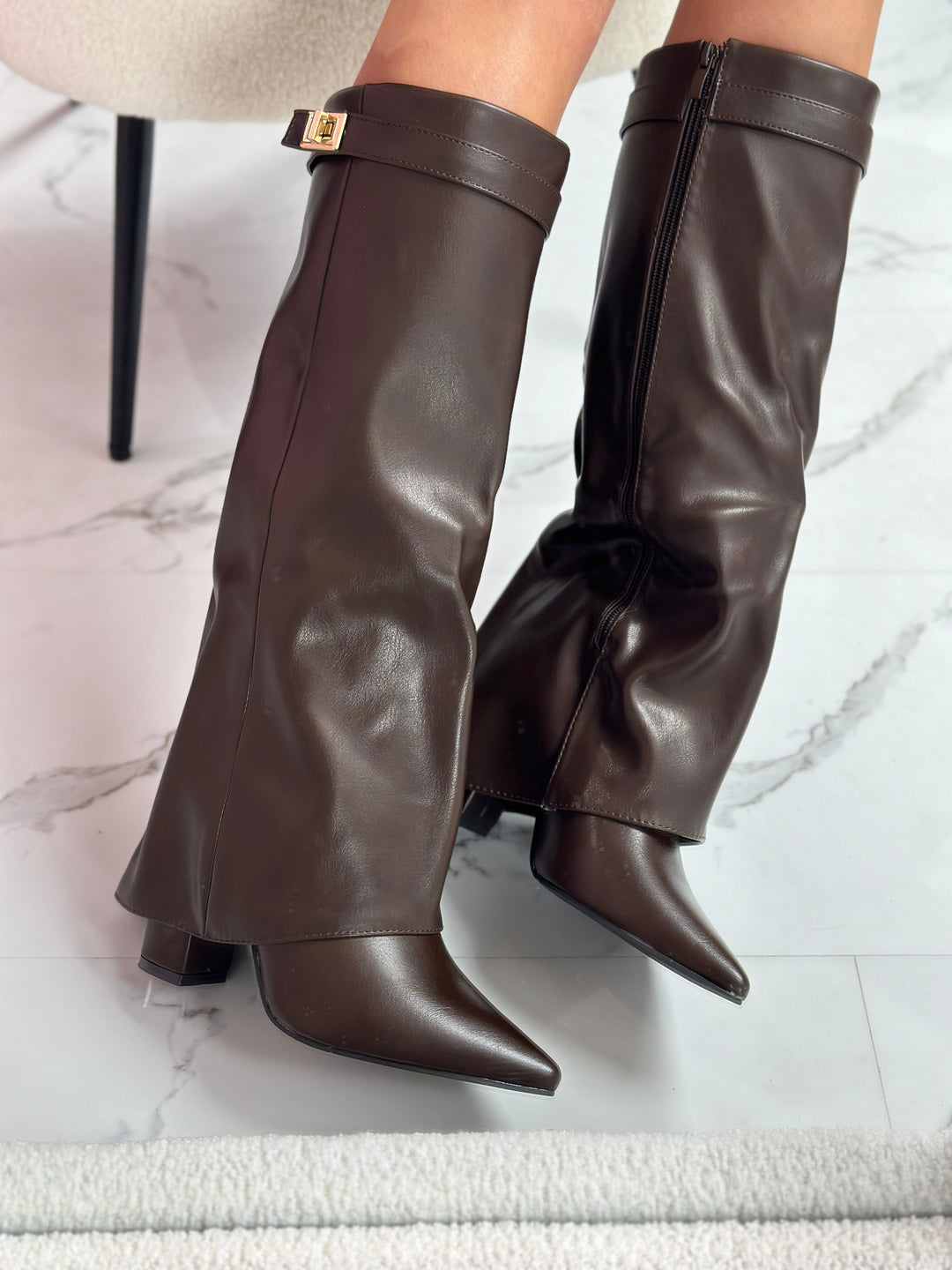 VIVIENNE™ - Bottes en cuir marron