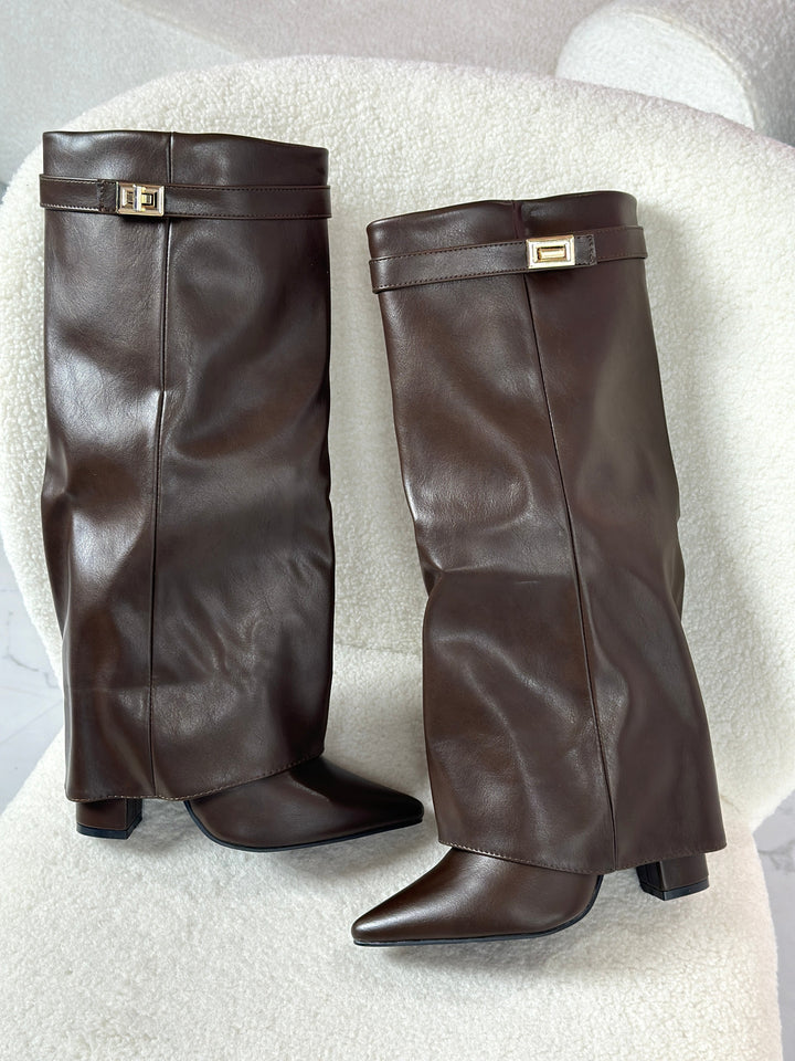 VIVIENNE™ - Bottes en cuir marron
