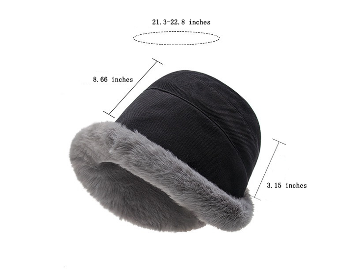 Faux-fur trim corduroy cloche hat