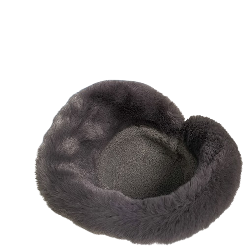 Faux-fur trim corduroy cloche hat