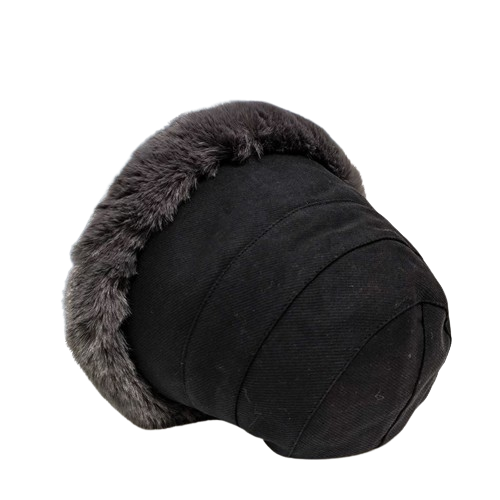 Faux-fur trim corduroy cloche hat