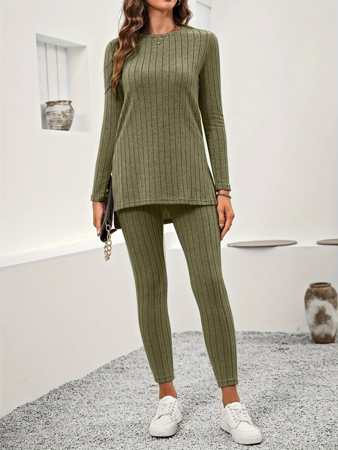 Ensemble de détente Callie en maille côtelée